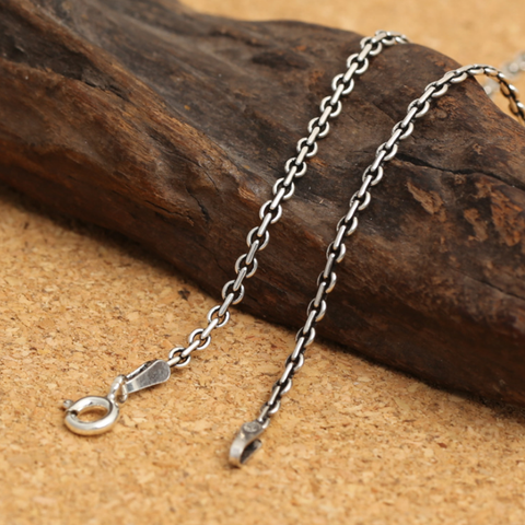 S925 Sterling Silver Vintage Round Buckle Cross Chain Necklace Woman men Thai Silver fashion Close Round Chian Necklace jewelry ► Photo 1/5