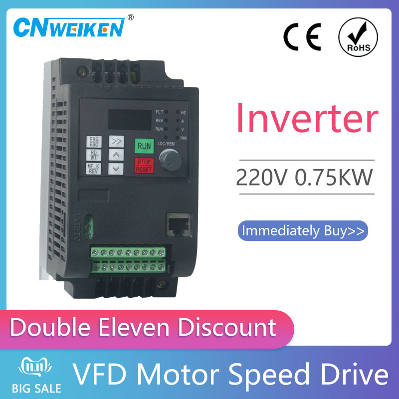 Single Phase Input/3 Phase Output 220V Variable Frequency Converter Inverter for 0.75KW Motor Variable Frequency Converter Inverter 