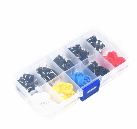 25PCS Tactile Push Button Switch Momentary 12*12*7.3MM Micro switch button + 25PCS Tact Cap(5 colors) ► Photo 1/1