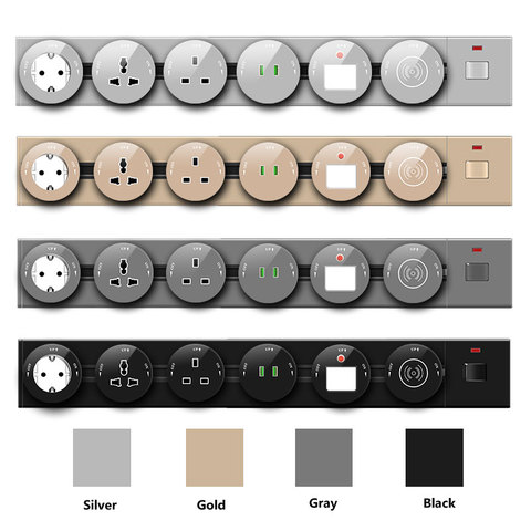 Track socket LED Light UK USU AUS CN USB Socket 3P 5P universal P1 P2 P3 P4 P5 Track 10A Room Kitchen socket With Usb Charger ► Photo 1/6