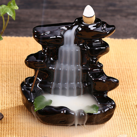 Incensory Buddha statue Incense cones Ceramic Censer Incense holder Burner Zen Backflow Incense burner smoke+10 Incense Cones ► Photo 1/6