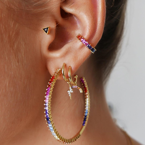 New Fashion Crystal Metal Ear Cuff Set for Women Boho Trendy Stackable Cuff Statement Rhinestone Clip Earrings Earcuffs Jewelry ► Photo 1/6
