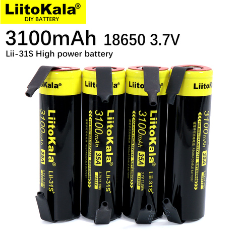 1-20PCS New LiitoKala Lii-31S 18650 Battery 3.7V/4.2V Li-ion 3100mA 35A Power battery For high drain devices+DIY nickel ► Photo 1/4