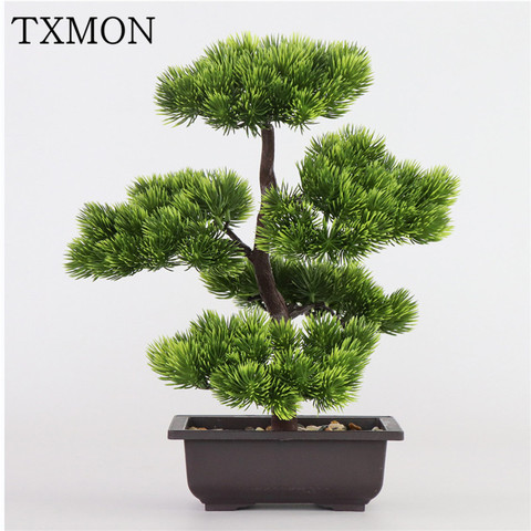 Simulation pine needles cypress plants bonsai fake flower artificial plants pots interior home living room creative decoration ► Photo 1/6