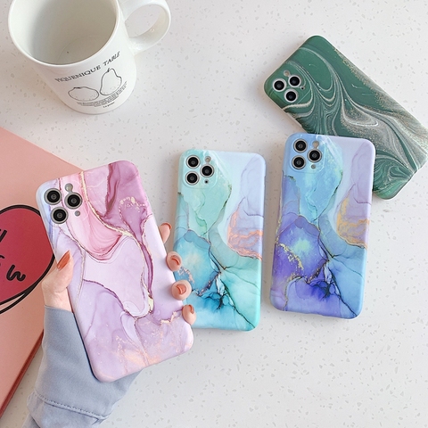 Luxury Marble Phone Case For iPhone 11 12 Pro Max XS X XR 7 8 Plus mini Shockproof SE 2022 Soft Silicone Matte Cases Cover ► Photo 1/6
