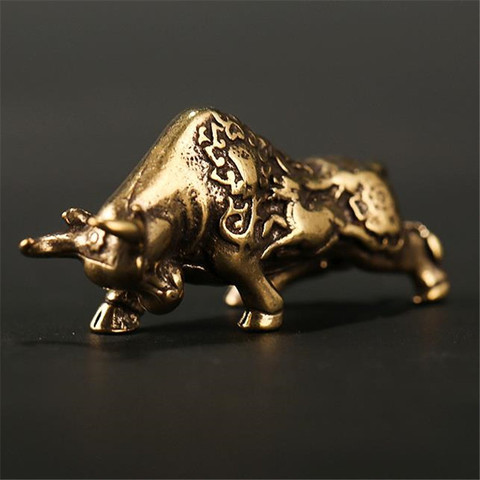 3D Brass Cow Casting Statue Mini Animal Metal Figurine Home Decor Desktop Crafts Sculpture Landscaping Decoration Gifts ► Photo 1/5