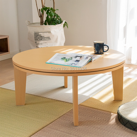 Diameter 80cm Japanese Round Kotatsu Table Foot Warmer Heated Low Kotatsu Coffee Table Double-deck Desktop Table legs Assembled ► Photo 1/6