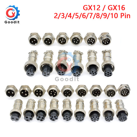 1set GX12 GX16 2/3/4/5/6/7/8/9/10 Pin Male+Female 12mm 16mm Circular Aviation Socket Plug Wire Panel Connector with Plastic Cap ► Photo 1/6