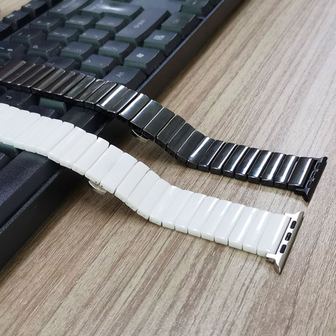 Luxury Ceramic Wrist Strap for Apple Watch SE Series 6 5 4 3 Band Replacement Bracelet 40mm 44mm 38mm 42mm Folding Clasp Belt ► Photo 1/6