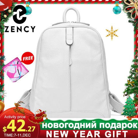 Zency 100% Soft Genuine Leather Fashion Women Backpack Casual Travel Back Pack Bag Preppy Style Girl's Schoolbag Laptop Knapsack ► Photo 1/6