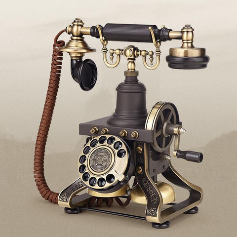 European Antique landline Telephone made of metal vintage phone home office house hotel retro fixed revolve  mechanical ringtone ► Photo 1/6