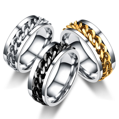Titanium Steel Rotatable Chain Rings for Women Men Spinner Ring Multifunctional Chain Ring Men Bottle Opener Ring ► Photo 1/6