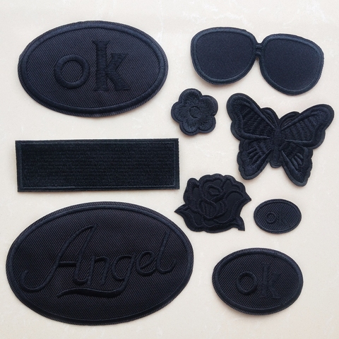 All Black Embroidery Iron on Patches for Clothing Jacket Stickers Appliques on Backpack Badges Hats Parkas Coats Patch Butterfly ► Photo 1/5