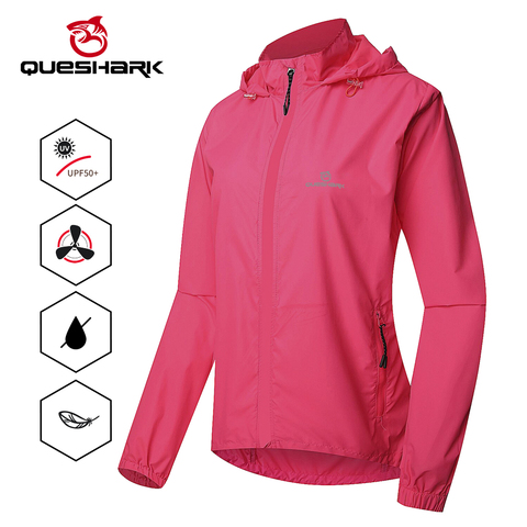 QUESHARK Women Lightweight Cycling Jackets Windproof Waterproof Long Sleeve Riding Bike Clothes Uv Protection Bicycle Coat ► Photo 1/6