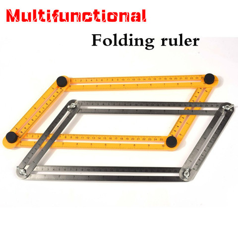 Multifunctional Folding Ruler Plastic / Stainless Steel Movable Four Folding Ruler Multi Angle Ruler for Profiled measurement ► Photo 1/4