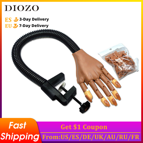 DIOZO Professional Nail Practice Hand Adjustable False Hand Model Nails Art Tools Training Nails Manicure Tool +100Pcs Nail Tips ► Photo 1/6