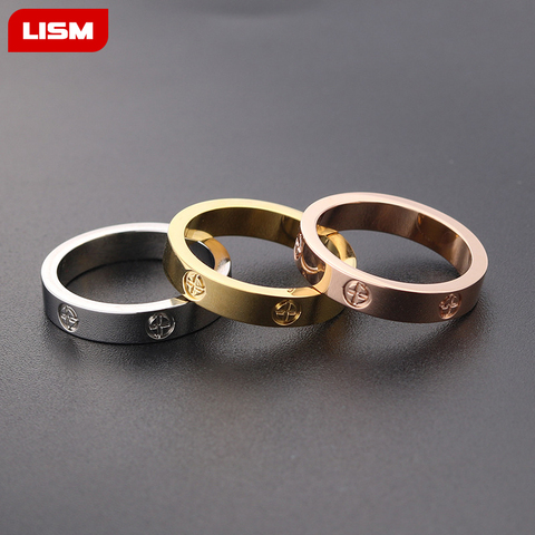 Fashion Philip's Head Screw Zircon Ring Simple Stainless Steel Men's Ring Rose Gold Women's Ring Hot Sale ► Photo 1/6