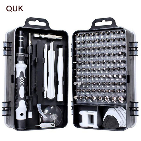 QUK Screwdriver Set 115 In 1 Precision Screw Driver Bit Torx Ratchet Magnetic Insulated Bits Multitools Phone Repair Hand Tools ► Photo 1/6