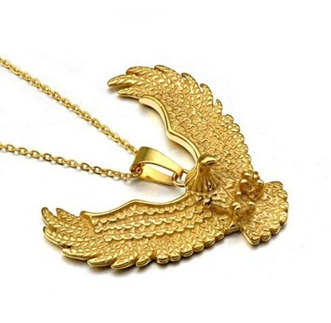 Punk Biker Gold Color Titanium Stainless Steel Animal Eagle Hawk Wing Pendants Necklace for Men Jewelry ► Photo 1/6