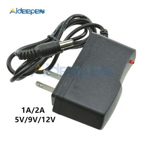 AC 110V 220V to 5V 9V 12V 1A 2A US Socket Plug Power Adapter Converter Universal Wall Charger 5.5 X 2.1MM Line Length 1M ► Photo 1/6