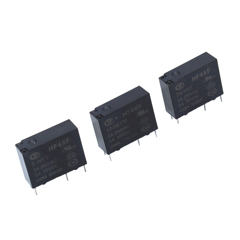 10PCS 5A 4Pin HF46F-5-HS1 HF46F-12-HS1 HF46F-24-HS1 Power Relay A Normally Open 5 12 24 VDC 5A 250VAC ► Photo 1/4