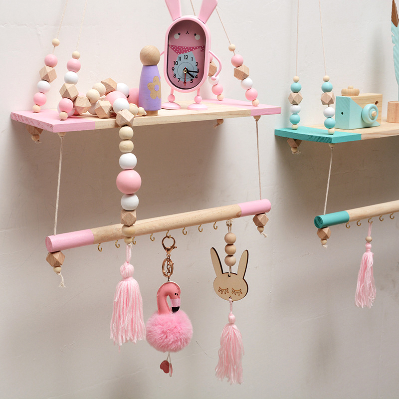 Hanging Swing Shelf Rack Storage Holder Home Wall Display Beads Kids Room Decor