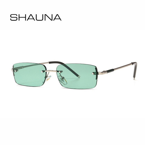 SHAUNA Ins Popular Rimless Sunglasses Fashion Candy Colors Tinted Small Rectangle Shades UV400 ► Photo 1/6