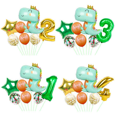 1set Large Dinosaur Birthday Party Foil Balloons Baby Boy 32inch Gold Number Balls Jungle Animal Party Decorations Kids Globos ► Photo 1/6