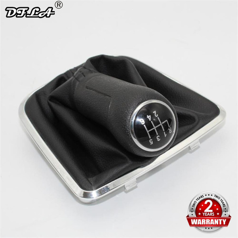 For VW Polo 6R Sedan 2011 2012 2013 2014 2015 2016 2017 Car-Stying 6 Speed Gear Stick Gear Shift Knob Lever Leather Boot ► Photo 1/6
