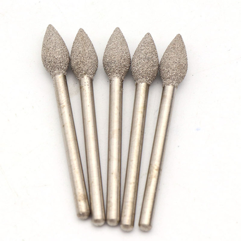 1/5/10PCS 3/4/5mm  Olive Diamond Burrs Brazing Drill Bits Grinding for Dremel Engraving ► Photo 1/5