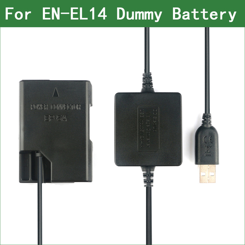 EN-EL14 EL14A EP-5A Dummy Battery Power Bank USB Cable for Nikon D3100 D3200 D3300 D3400 D3500 D5100 D5200 D5300 D5500 D5600 Df ► Photo 1/6
