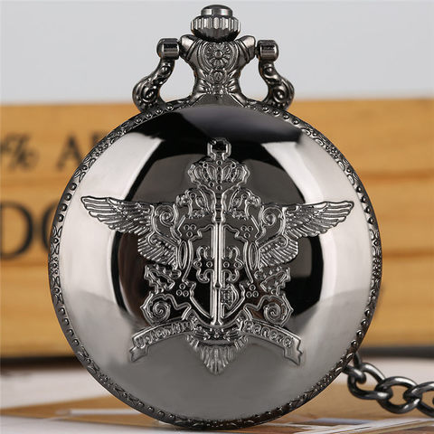 Black Butler Pocket Watch Quartz Analog Slim Chain Pendant Watch 2022 New Arrival Fob Clock relogio de bolso ► Photo 1/5