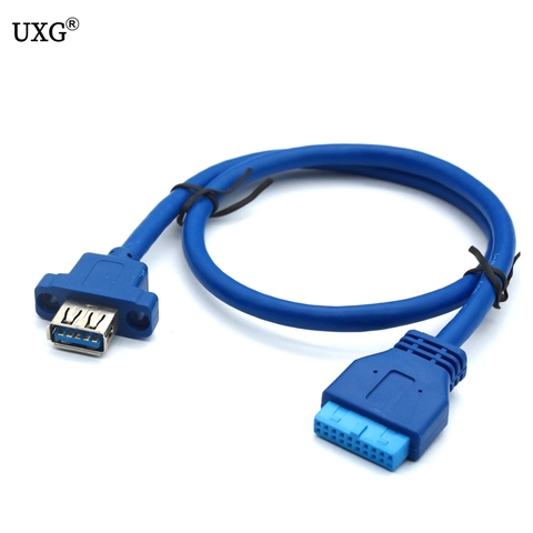 Single Port USB 3.0 Female Screw Mount Panel Type to Motherboard 20Pin Cable 0.5M 50cm 75cm ► Photo 1/4