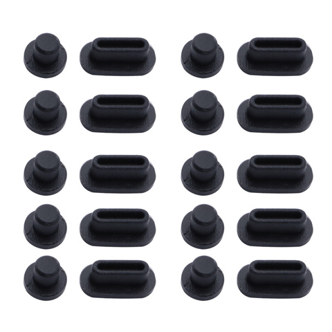 10 Pairs=20pcs 3.5mm Earphone Jack Anti Dust Plugs And Type-C Port Plugs for Android Phones Laptop PC (Black) ► Photo 1/6