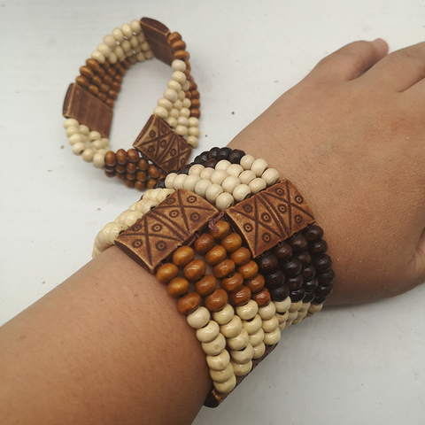 Free Shipping!! 5pcs/lot multi wooden beaded bracelets can mixed colors ► Photo 1/2