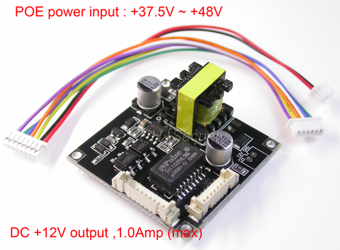 POE splitter Power Over Ethernet regulator module input DC48V / output DC12V 1A (max) support End-Span , Mid-Span types ► Photo 1/3