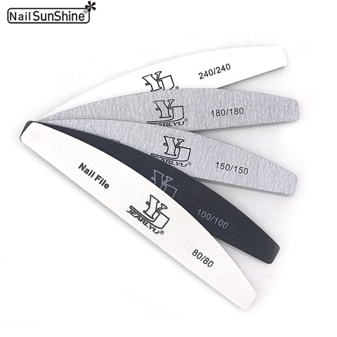 10pcs/lot grit Professional Nail Files 80/100/150/180/240 nail Buffer Slim Crescent pilnik Care tools faux ongles fluo nail file ► Photo 1/6