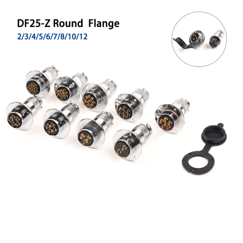 DF25 GX25 Electric Aviation Connectors Circular round flange Female Plug & Male Socket  M25 2/3/4/5/6/7/8/10/12 Pin Wire Connect ► Photo 1/6