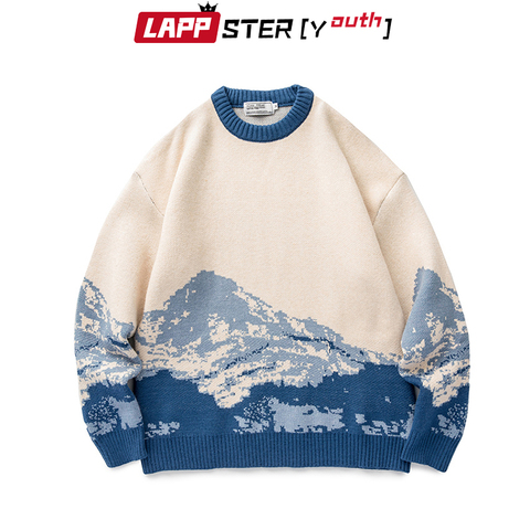 LAPPSTER-Youth Men Harajuku Moutain Winter Sweaters 2022 Pullover Mens Oversized Korean Fashions Sweater Women Vintage Clothes ► Photo 1/6