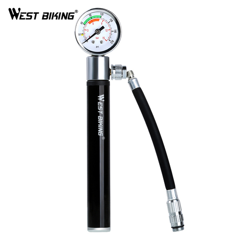 WEST BIKING Bike Mini Pump With Pressure Gauge Hose Ultralight MTB Bicycle Tire Inflator Presta Schrader Ball Hand Pump For Bike ► Photo 1/6