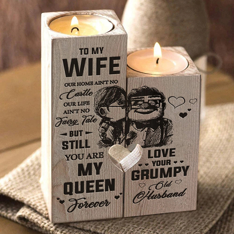 Husband to Wife - You Are My Queen Forever - Candle Holder with Candle Gift for Birthday Anniversary SAL99 ► Photo 1/5