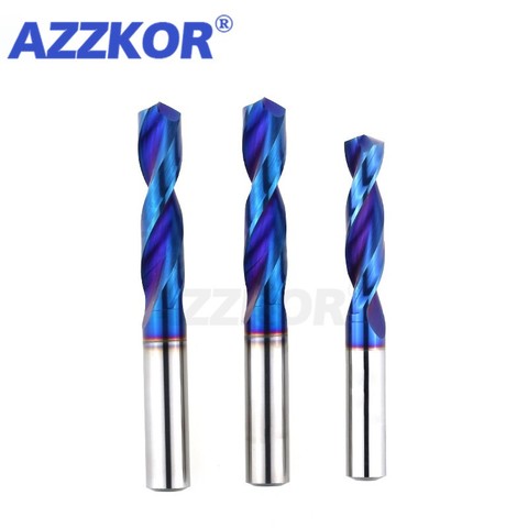 Carbide Alloy Drill Tungsten Steel Hard Stainless Blue Nano Coating Straight Handle Solid Monolithic Drill For CNC Lathe Machine ► Photo 1/6