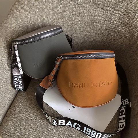 Fashion Semicircle Saddle Crossbody Bag Women PU Leather Shoulder Handbags Casual Female Wide Straps Travel Money Purses ► Photo 1/6