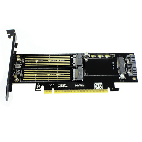 JEYI SK16 M.2 for NVMe SSD for NGFF to PCIE 3.0 X4 Adapter M Key B Key mSATA add on card Suppor PCI Express 3.0 3 in 1 Converter ► Photo 1/1