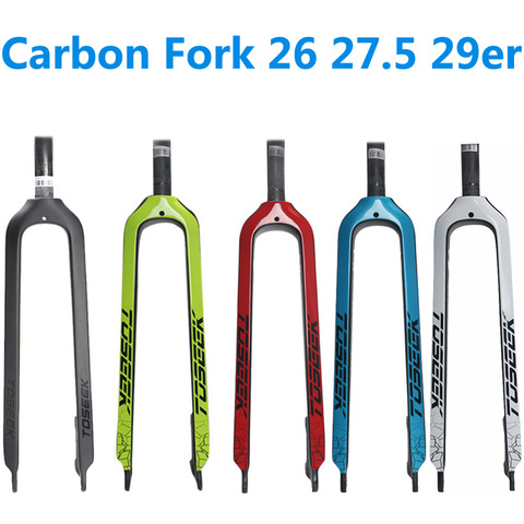 Full Carbon fiber TOSEEK MTB Bike Fork 26 / 27.5 / 29 er Mountain Bicycle Forks straight tube front fork parts 2022 ► Photo 1/6