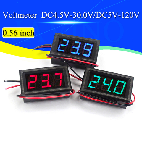 Digital Voltmeter DC 4.5V to 30V Digital Voltmeter Voltage Panel Meter Red/Blue/Green For 6V 12V Electromobile Motorcycle Car ► Photo 1/6
