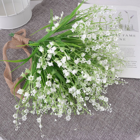 5 Branches Artificial Flower Fake Plants Simulation Lily of the Valley  Fake Flower Plastic Garden Wedding Home Decoration ► Photo 1/6