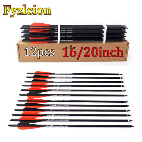 Archery Hunting 12pcs Crossbow Carbon Arrow 16/20 Inches Spine 400 with Red and black Feather for Crossbow  Shooting ► Photo 1/6