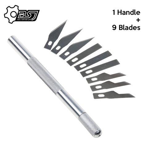 Dropshipping Metal Handle Scalpel 9 Blades Knife Wood Paper Cutter Craft Pen Knives Engraving Knife DIY Repair Hand Tools ► Photo 1/6