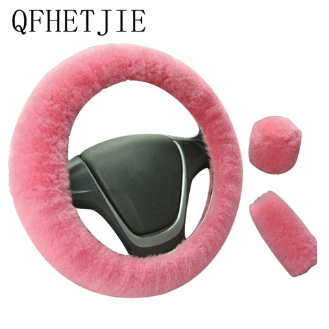 Car Steering Wheel Cover 16 colors Winter Universal Hand Brake Gear Position Gear Three-piece Fur Cover Car Interior Accessories ► Photo 1/6
